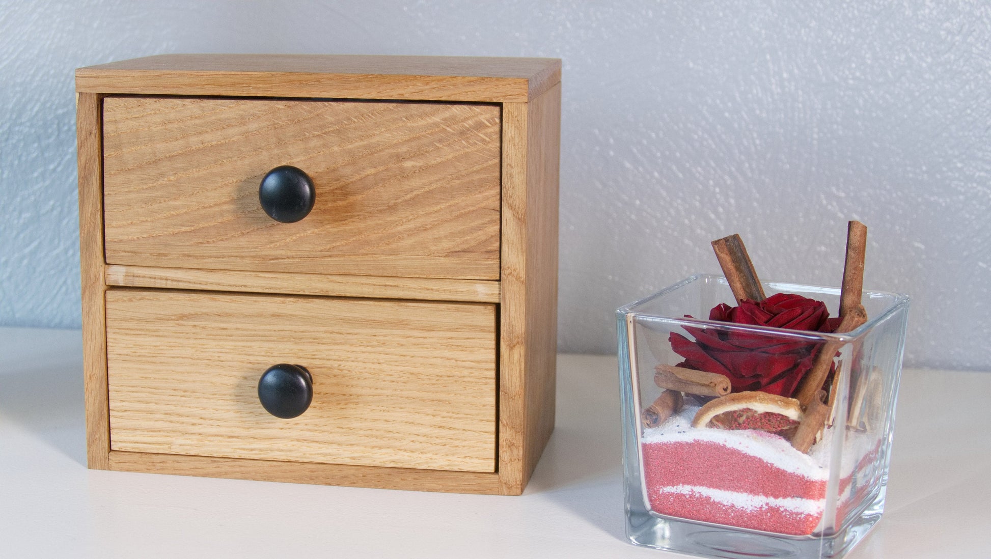 Petite boîte déco en bois massif, deux tiroirs – Atelier d'ébéniste Thierry  Simon